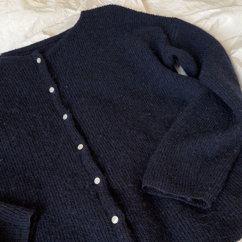 Sezane Blue Button-Front Wool Cardigan - Picture 3 of 3